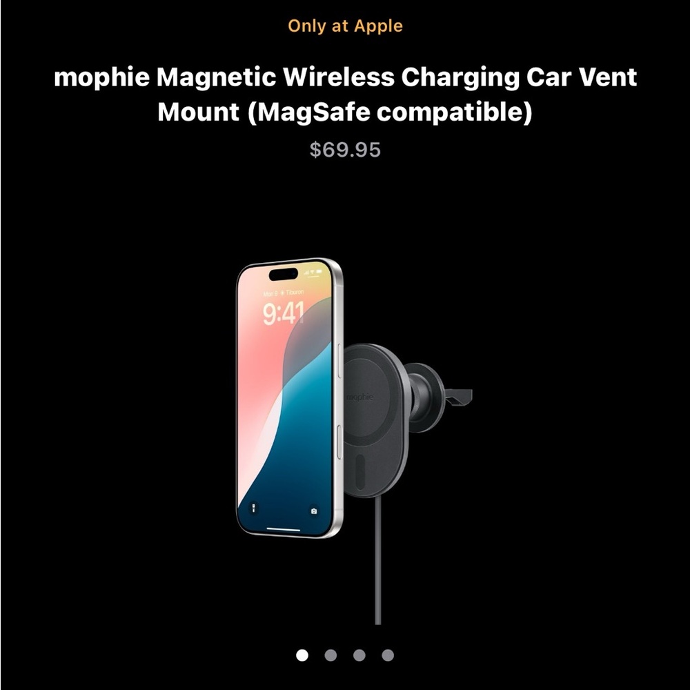 mophie Magnetic Wireless Charging Car Vent Mount (MagSafe compatible)